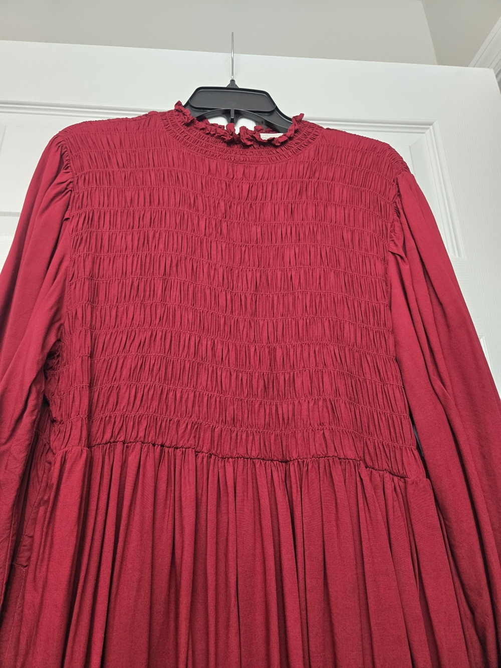a new day Deep Red/Burgundy  Smocked Dress Top